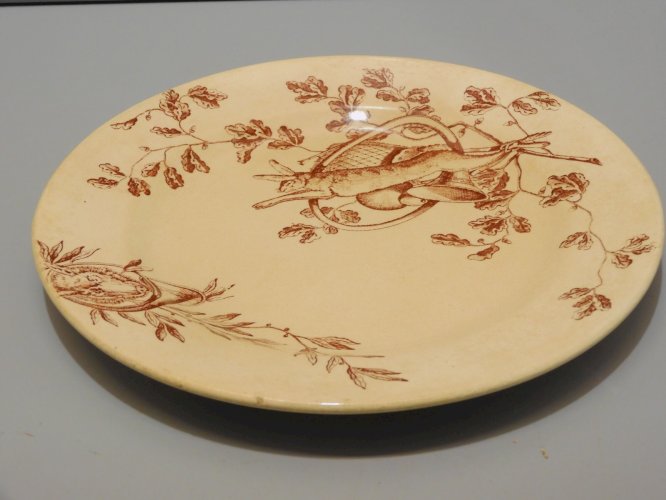 -ANCIENNE ASSIETTE DESSERT JULES VIEILLARD Bordeaux Service GIBIER Déco LIEVRE D