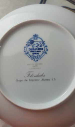 Ancienne assiette en porcelaine, décor religieux, Santa Clara Spain ^