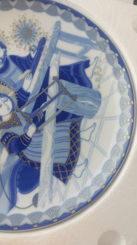 Ancienne assiette en porcelaine, décor religieux, Santa Clara Spain ^