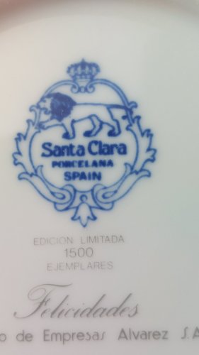 Ancienne assiette en porcelaine, décor religieux, Santa Clara Spain ^