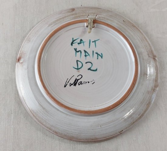 Ancienne assiette murale décor fleurs, fait main, Vallauris