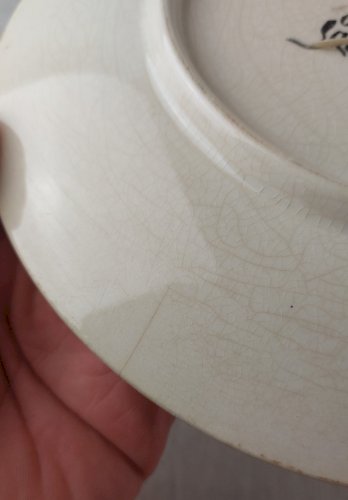 Ancienne assiette parlante, les cris de la rue, en céramique de Sarreguemines ^