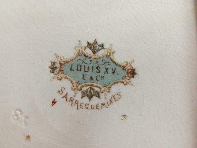 Ancienne Assiette Plat Carré Sarreguemines Modèle Louis XV old square dish plate