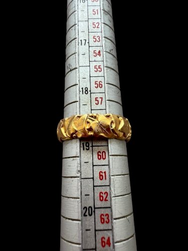 Ancienne Bague Alliance D’époque Art Nouveau Unisexe Marque Fix 59FR Feuillage