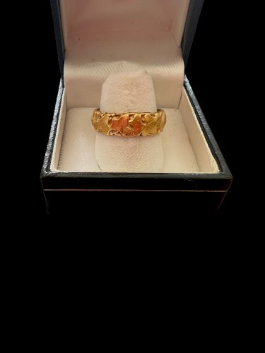 Ancienne Bague Alliance D’époque Art Nouveau Unisexe Marque Fix 59FR Feuillage