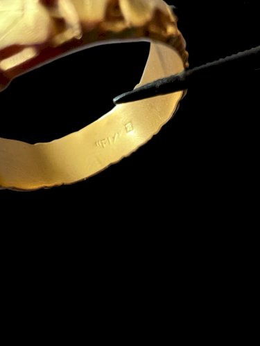 Ancienne Bague Alliance D’époque Art Nouveau Unisexe Marque Fix 59FR Feuillage