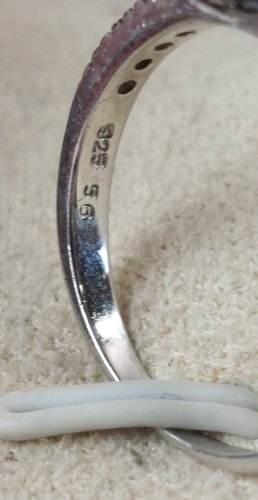 Ancienne bague, boule / sphère améthyste, en argent massif ^