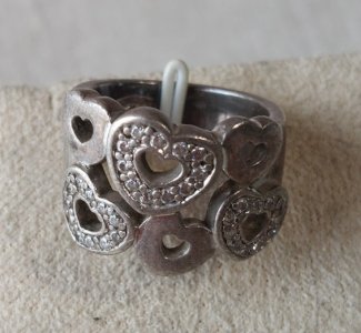 Old heart décor ring, made of sterling silver, Ti Sento