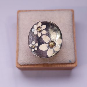 Antique ring, inlay and sterling silver