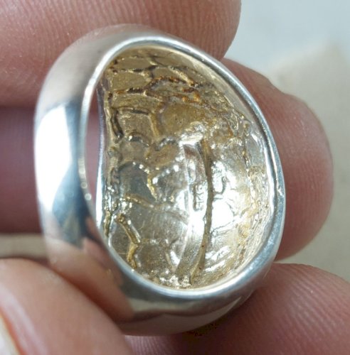 Ancienne bague, nacre et argent massif