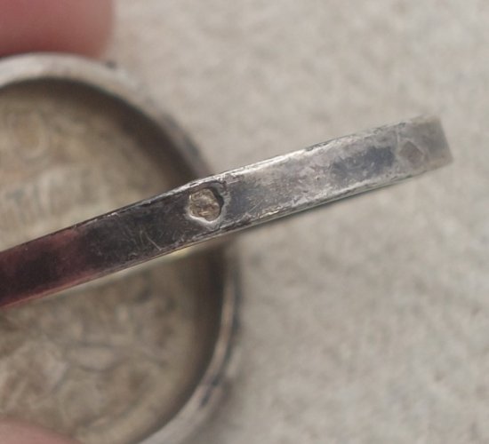 Ancienne bague, pièce de monnaie, 50 centimes semeuse, 1915, en argent