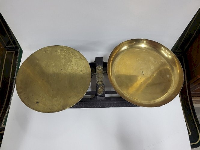 ANCIENNE BALANCE EN FONTE ET CUIVRE FORCE 20 KGS USINES DE LA MULATIERE