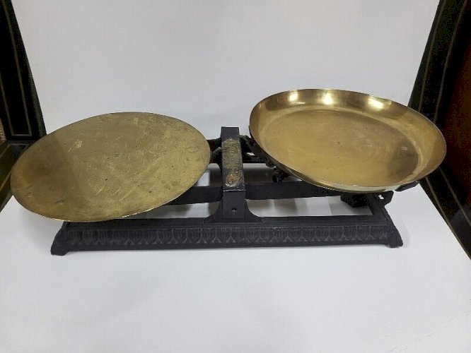 ANCIENNE BALANCE EN FONTE ET CUIVRE FORCE 20 KGS USINES DE LA MULATIERE