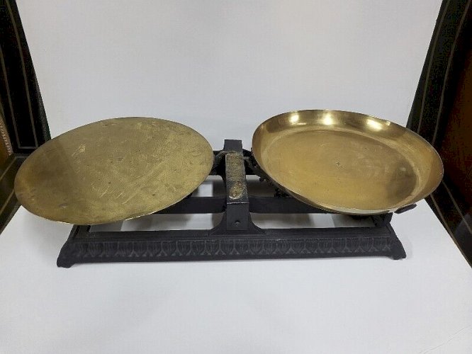 ANCIENNE BALANCE EN FONTE ET CUIVRE FORCE 20 KGS USINES DE LA MULATIERE