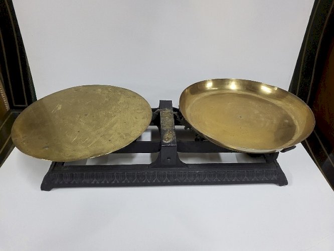 ANCIENNE BALANCE EN FONTE ET CUIVRE FORCE 20 KGS USINES DE LA MULATIERE
