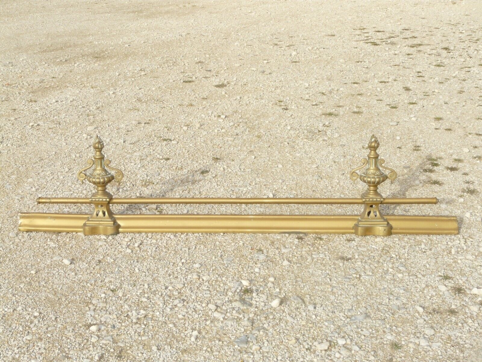 Barre De Cheminée Bronze & Laiton Style Louis Philippe - Longueur 96 Cm, Hauteur 25 Cm - XIXème Siècle - Authentique