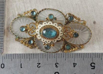Old beautiful brooch, Art Nouveau, Czechoslovakia