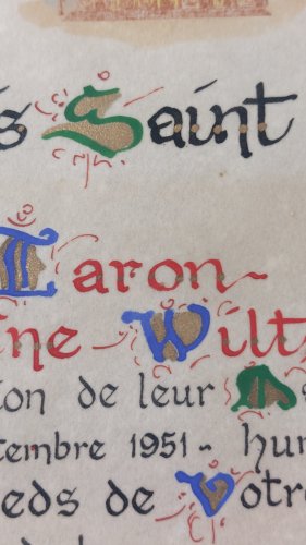 Ancienne bénédiction apostolique sur parchemin, Pape Pie XII, mariage 1951