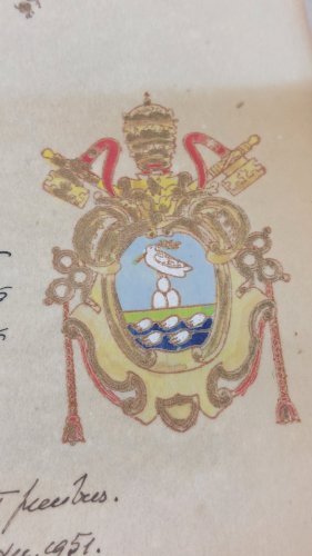 Ancienne bénédiction apostolique sur parchemin, Pape Pie XII, mariage 1951