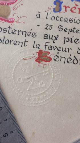 Ancienne bénédiction apostolique sur parchemin, Pape Pie XII, mariage 1951