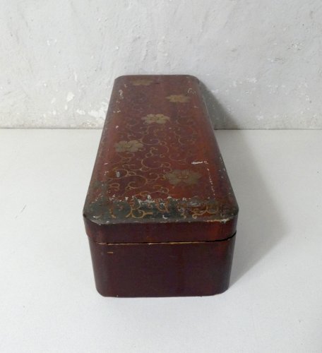Ancienne boite à gants en bois laqué coffret orientaliste art nouveau glove box