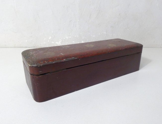 Ancienne boite à gants en bois laqué coffret orientaliste art nouveau glove box