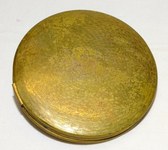 - ANCIENNE BOITE A POUDRE POUDRIER COUVERCLE EMAILLE EMAIL EN EPAISSEUR MIROIR D