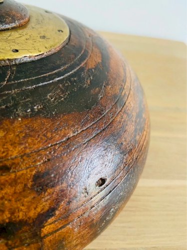 Ancienne boîte à tabac opium Bois et laiton Vintage 20cm Décoration Ancien
