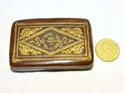 -ANCIENNE BOITE CUIR GAUFRE TABATIERE HOTEL BAGLIONI FLORENCE COLLECTION     D