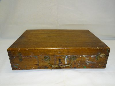 -ANCIENNE BOITE DE PEINTRE EN BOIS  avec sa clé SERRURE FONCTIONNE JUS GRENIER D