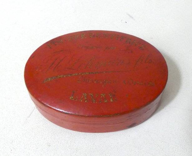 Ancienne boîte dentifrice en poudre Lehmann fils chirurgien dentiste Laval XIXe