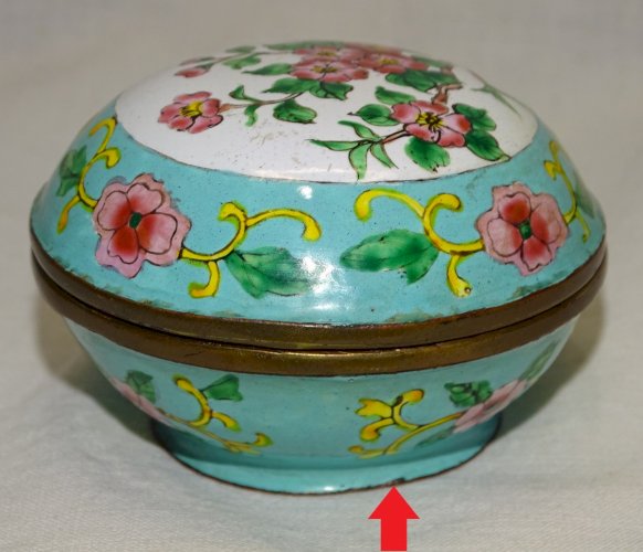 -ANCIENNE BOITE EMAIL Cloisonné CHINE CANTON FLEURS de CERISIER   D