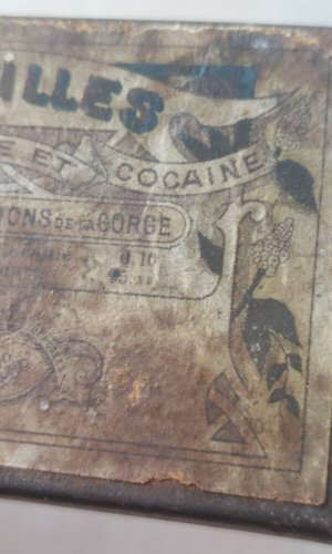 Ancienne boîte en tôle de pharmacie, Pastilles Menthol Borate, vintage