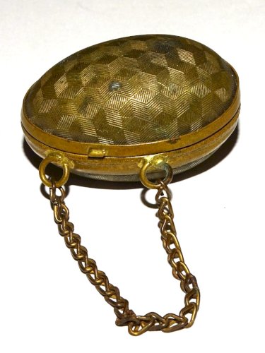 -ANCIENNE BOITE OEUF PORTE CHAPELET & CHAPELET ARGENT PERLES VERRE INCOLORE   D