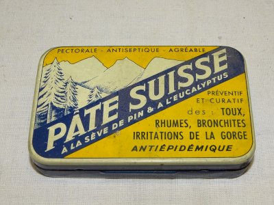 -ANCIENNE BOITE PÂTE SUISSE A LA SEVE DE PIN & à L'EUCALYPTUS COLLECTION