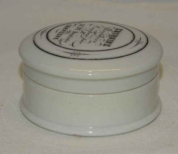 -ANCIENNE BOITE PORCELAINE DENTIFRICE EBURNINE AUDY DENTISTE COMPIEGNE