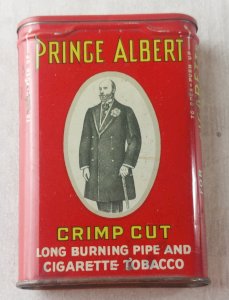 Ancienne boîte publicitaire / étui à cigarette / tabac, en tôle, Prince Albert ^