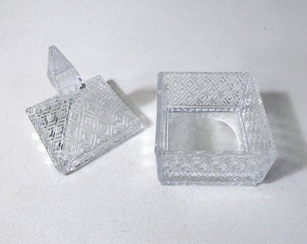 ancienne bonbonnière drageoir en verre vintage