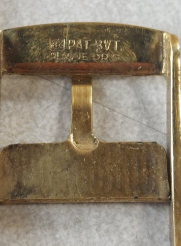 Ancienne boucle ardillon, pour montres, en plaqué or, Omega