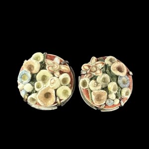 Vintage ceramic clip earrings Composition Circa 1930 artist's work