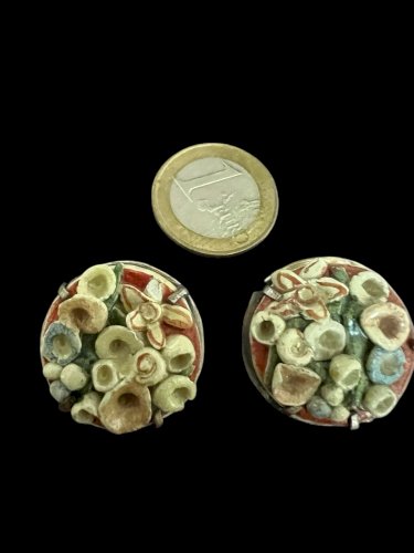 Ancienne boucles d’oreilles clip céramiqu Composition Vers 1930 travail d’artist