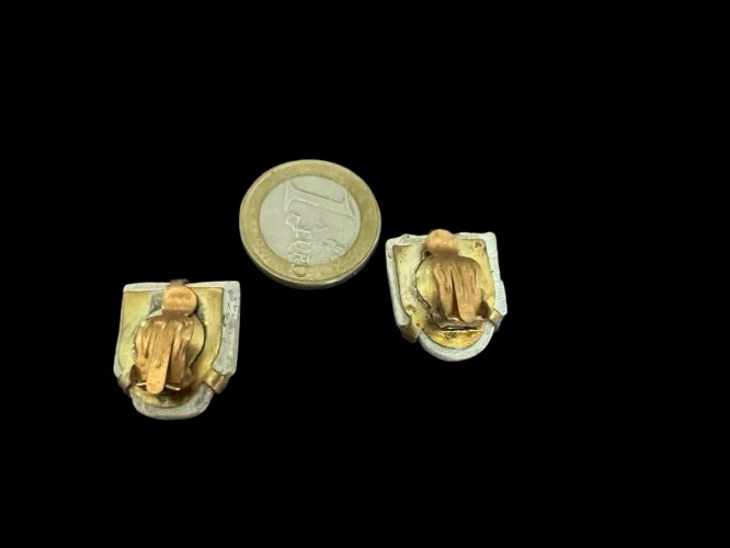 Ancienne boucles d’oreilles clip céramique hippocampe vers 1930 travail d’artist