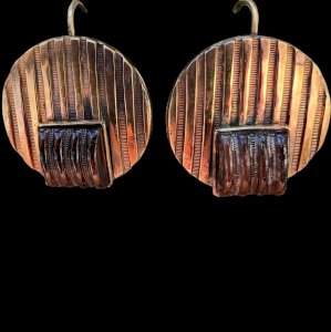 Vintage swan neck earrings circa 1925, geometric design.