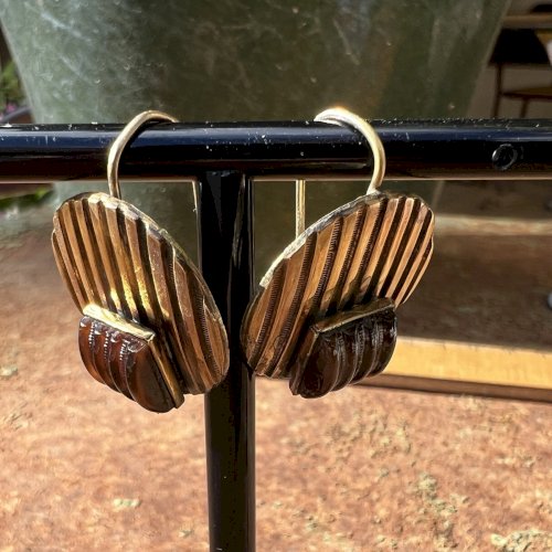 Ancienne boucles d’oreilles col-de-cygne vers 1925 vintage design, géométrique