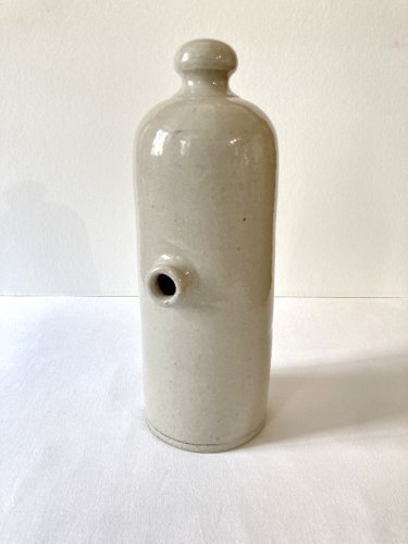 Ancienne bouillotte horizontale en grès vernissé, fin XIXe
