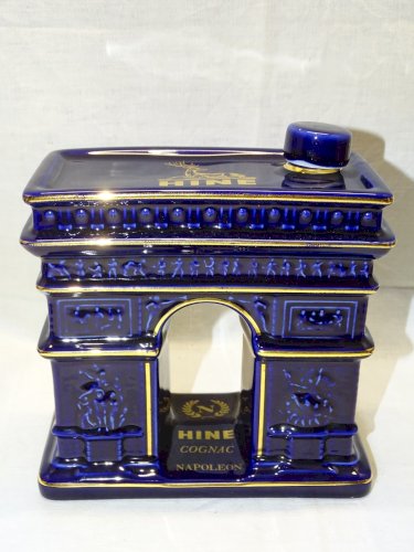- ANCIENNE BOUTEILLE ARC DE TRIOMPHE COGNAC HINE PORCELAINE BERNARDAUD BLEU    D