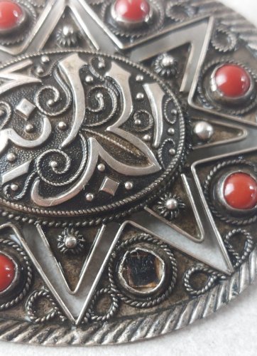 Ancienne broche arabe, berbère / ethnique / Touareg, en argent