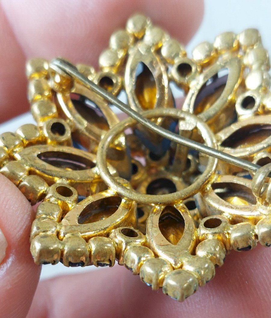 Broche tournesol soleil en métal doré vintage années 70/80 bijou ancien broche ancienne rétro - France