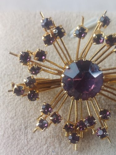 Ancienne broche, décor strass, vintage / art deco