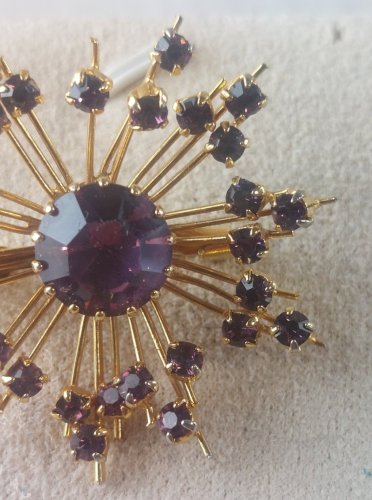 Ancienne broche, décor strass, vintage / art deco